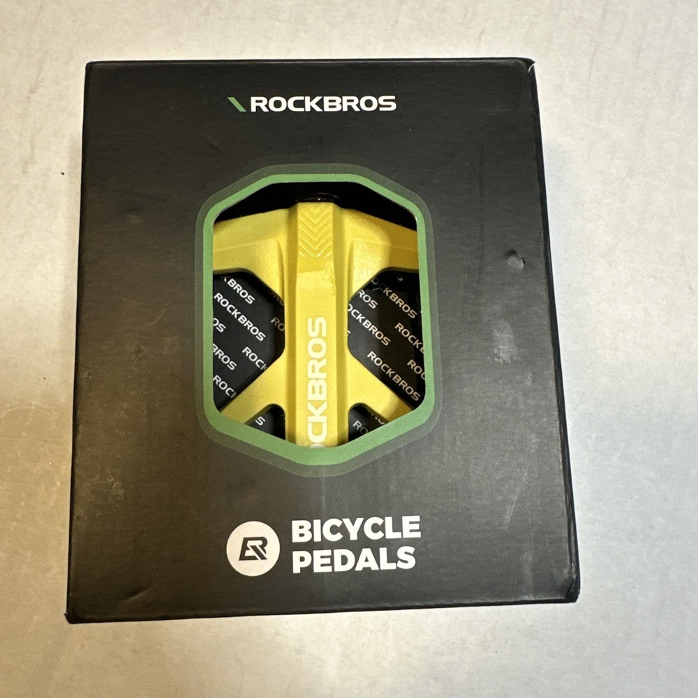 Rockbros M906 Bicycle Pedals Yellow Nylon Fiber Flat Platform MTB Road Bike NEW